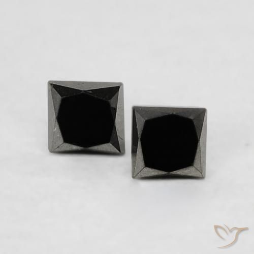 0.14ctw Natural Preto Diamante, Quadrado, Opaco