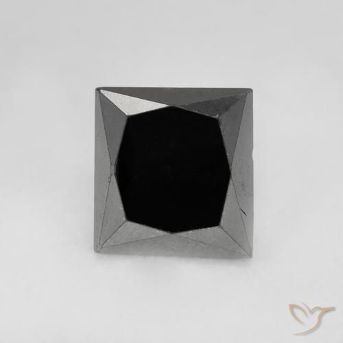 0.99ct Natural Preto Diamante, Quadrado, Opaco