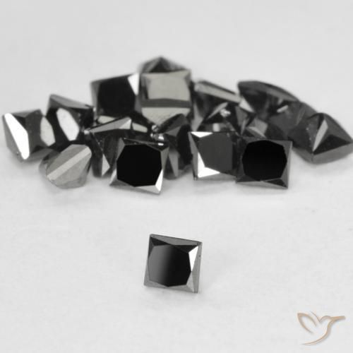 Diamante Preto Natural 0.12ct, Quadrado, Opaco
