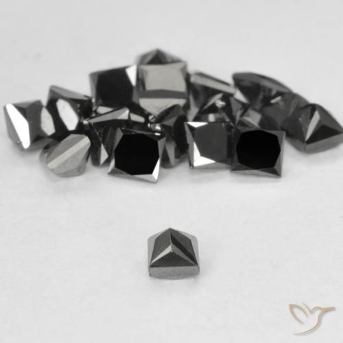 Diamante Preto Natural 0.12ct, Quadrado, Opaco