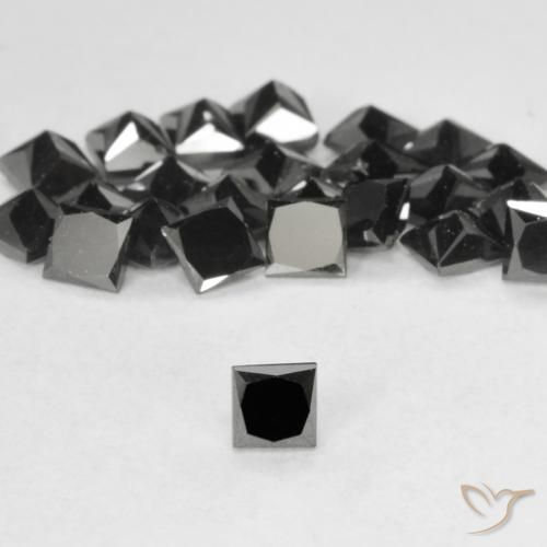 0.13ct Natural Preto Diamante, Quadrado, Opaco