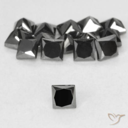 0.08ct Natural Preto Diamante, Quadrado, Opaco
