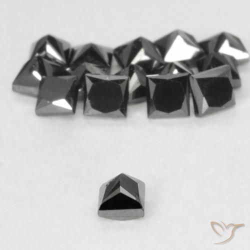 Diamante Preto Natural 0.08ct, Quadrado, Opaco