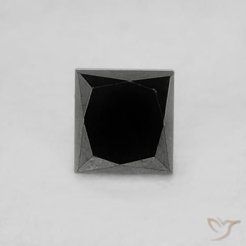 Diamante preto natural 0,19ct, quadrado, opaco