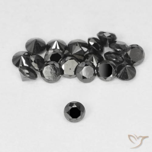 0.03ct Natural Preto Diamante, Redondo, Opaco