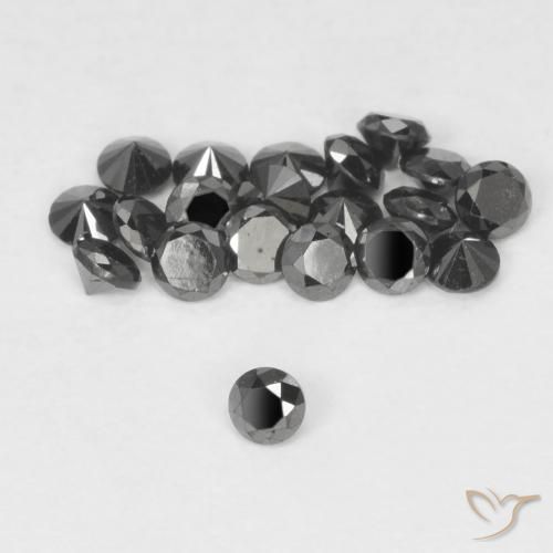 Diamante Preto Natural 0.03ct, Redondo, Opaco