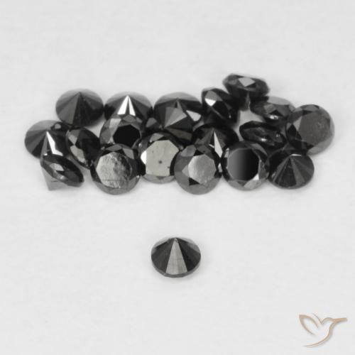 Diamante Preto Natural 0.03ct, Redondo, Opaco
