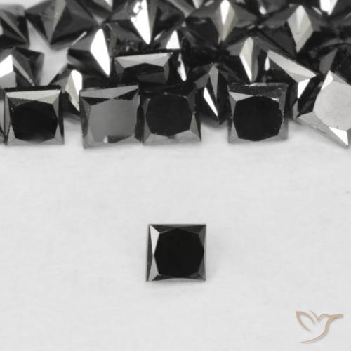 0.10ct Natural Preto Diamante, Quadrado, Opaco