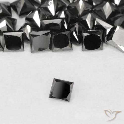 Diamante Preto Natural 0.10ct, Quadrado, Opaco