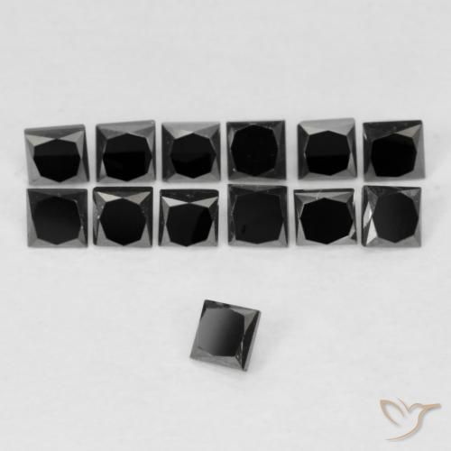 Diamante Preto Natural 0.11ct, Quadrado, Opaco