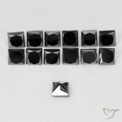 Diamante Preto Natural 0.11ct, Quadrado, Opaco