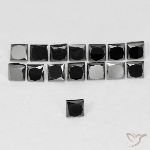 0.09ct Natural Preto Diamante, Quadrado, Opaco