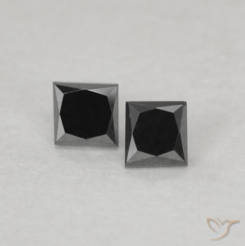 0.13ctw Natural Preto Diamante, Quadrado, Opaco