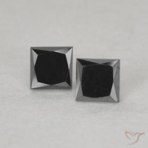 0.18ctw Natural Preto Diamante, Quadrado, Opaco