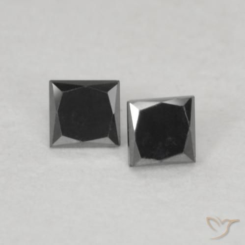0.12ctw Natural Preto Diamante, Quadrado, Opaco