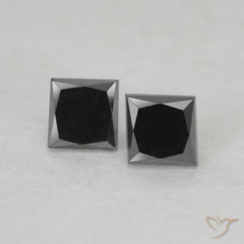 0.19ctw Natural Preto Diamante, Quadrado, Opaco