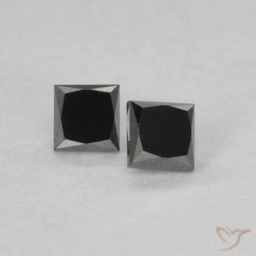 0.13ctw Natural Preto Diamante, Quadrado, Opaco