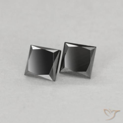 Pedras preciosas de Diamante Preto natural de 0.13 ct, Quadrado, Opaco