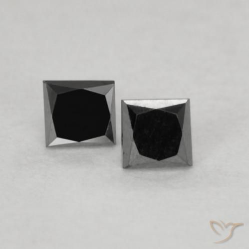 Pedras preciosas de Diamante Preto natural de 0.16 ct, Quadrado, Opaco