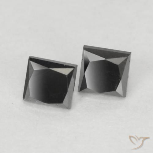 0.22ctw Natural Preto Diamante, Quadrado, Opaco