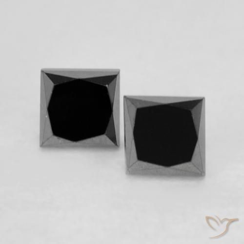 0.39ctw Natural Preto Diamante, Quadrado, Opaco