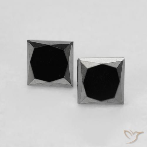 0.29ctw Natural Preto Diamante, Quadrado, Opaco