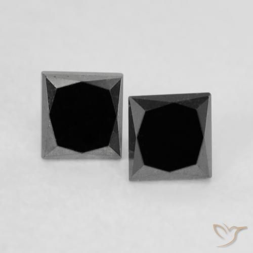 0.35ctw Natural Preto Diamante, Quadrado, Opaco