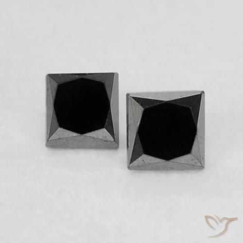 0.14ctw Natural Preto Diamante, Quadrado, Opaco