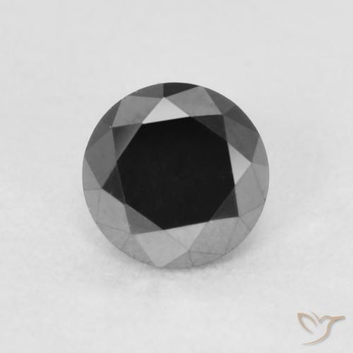 0.22ct Natural Preto Diamante, Redondo, Opaco