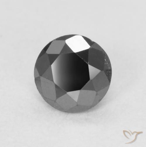 0.21ct Natural Preto Diamante, Redondo, Opaco