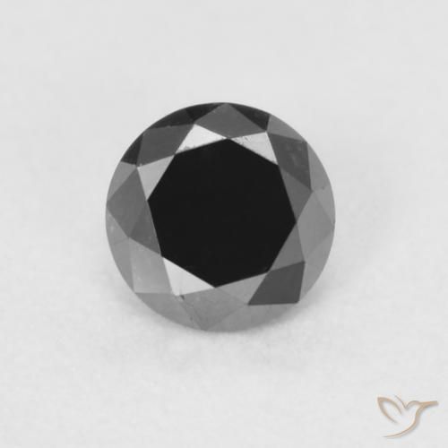 0.21ct Natural Preto Diamante, Redondo, Opaco
