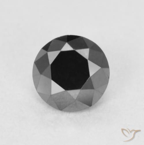 0.23ct Natural Preto Diamante, Redondo, Opaco