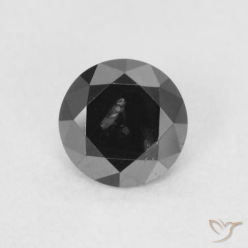 0.18ct Natural Preto Diamante, Redondo, Opaco