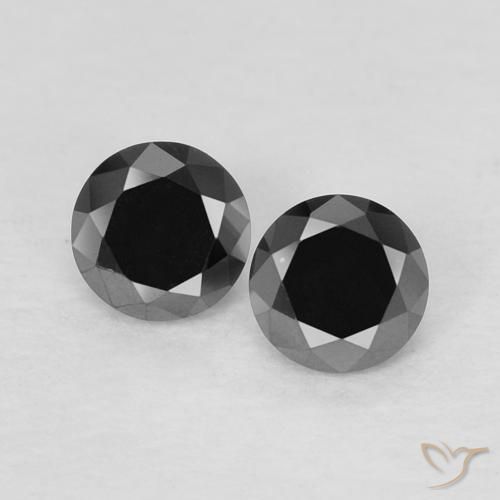 0.27ctw Natural Preto Diamante, Redondo, Opaco
