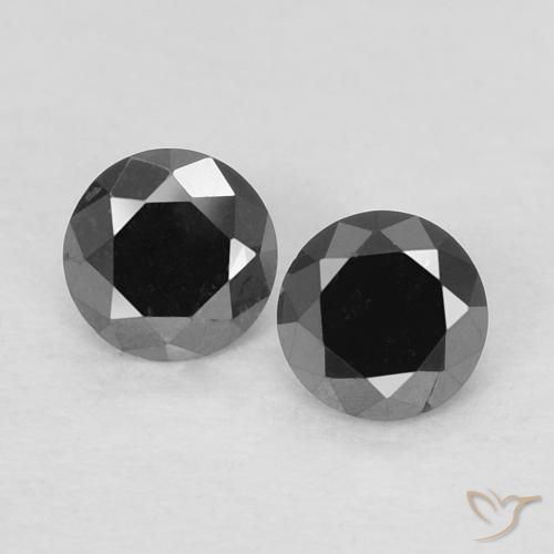 0.26ctw Natural Preto Diamante, Redondo, Opaco