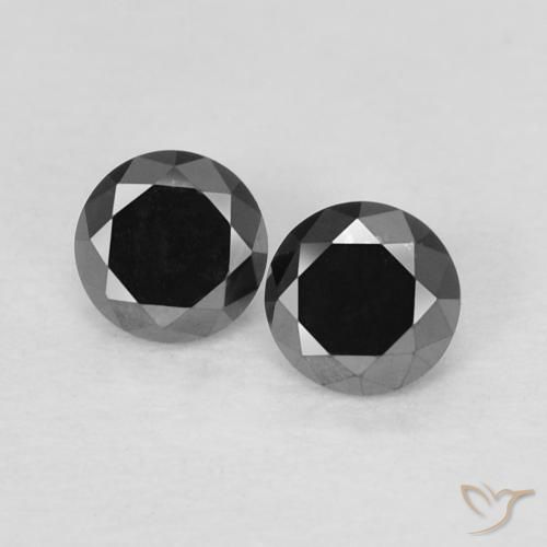 0.27ctw Natural Preto Diamante, Redondo, Opaco