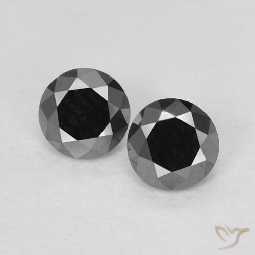 0.29ctw Natural Preto Diamante, Redondo, Opaco