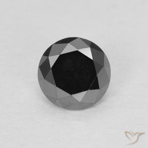 0.22ct Natural Preto Diamante, Redondo, Opaco