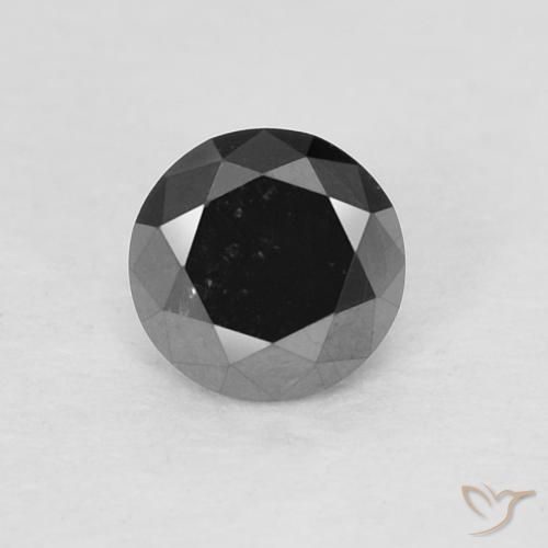0.22ct Natural Preto Diamante, Redondo, Opaco