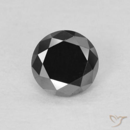 0.14ct Natural Preto Diamante, Redondo, Opaco