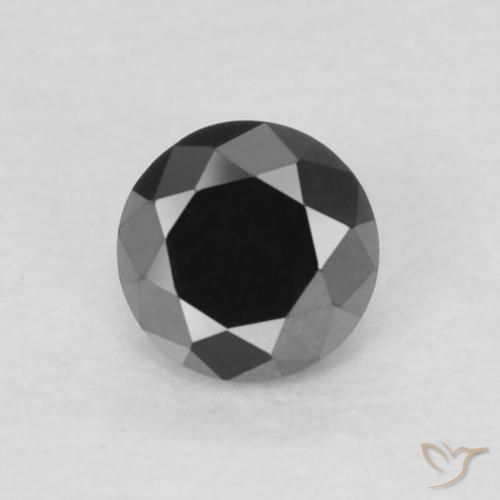 0.17ct Natural Preto Diamante, Redondo, Opaco