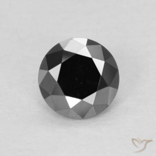 0.12ct Natural Preto Diamante, Redondo, Opaco