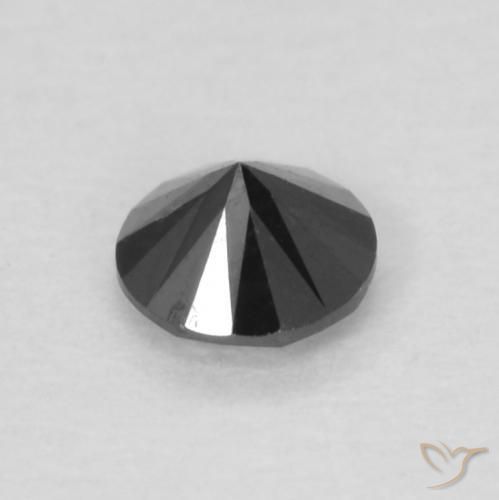Diamante Preto Natural 0.12ct, Redondo, Opaco