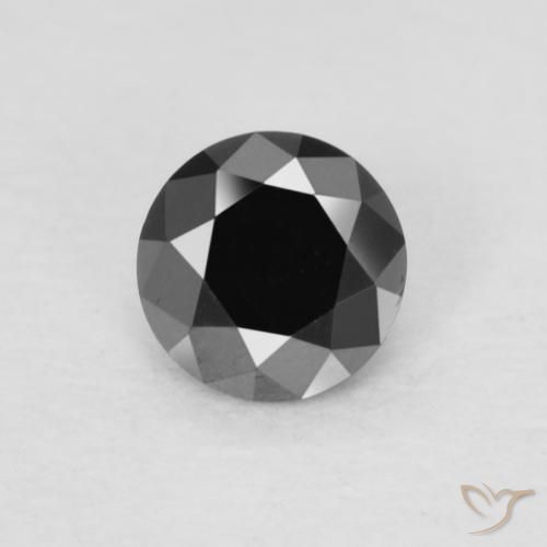 0.19ct Natural Preto Diamante, Redondo, Opaco