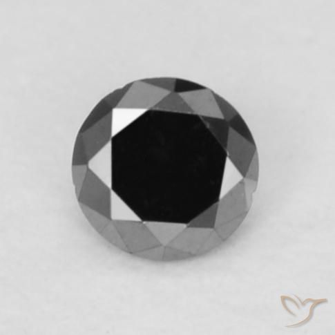 0.04ct Natural Preto Diamante, Redondo, Opaco