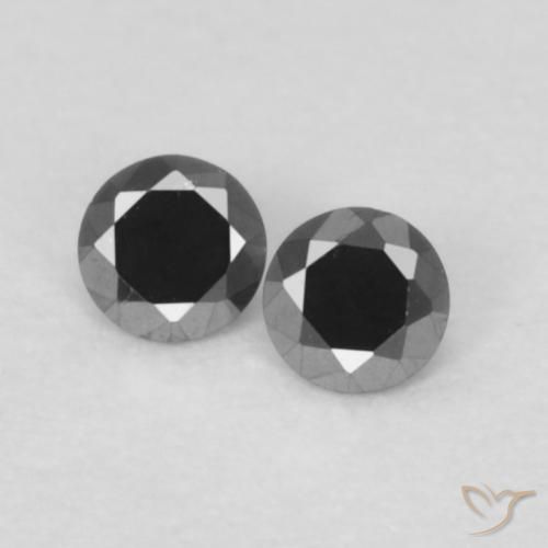 0.09ctw Natural Preto Diamante, Redondo, Opaco