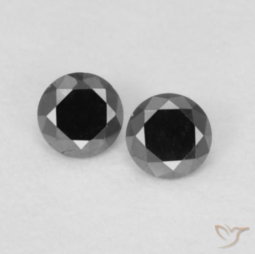 0.09ctw Natural Preto Diamante, Redondo, Opaco