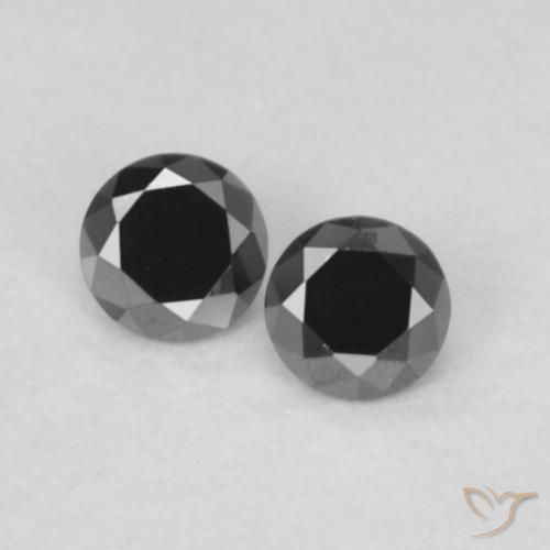 0.09ctw Natural Preto Diamante, Redondo, Opaco