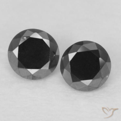 0.07ctw Natural Preto Diamante, Redondo, Opaco
