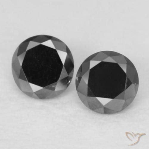 0.09ctw Natural Preto Diamante, Redondo, Opaco